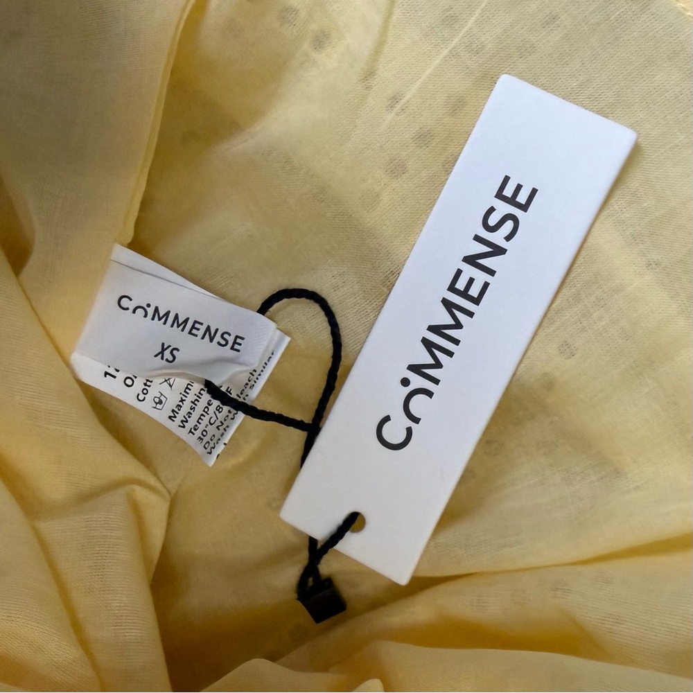 Commense Yellow Cotton Eyelet Maxi Dress XS Backless Adjustable Straps NWT - Picture 9 of 12